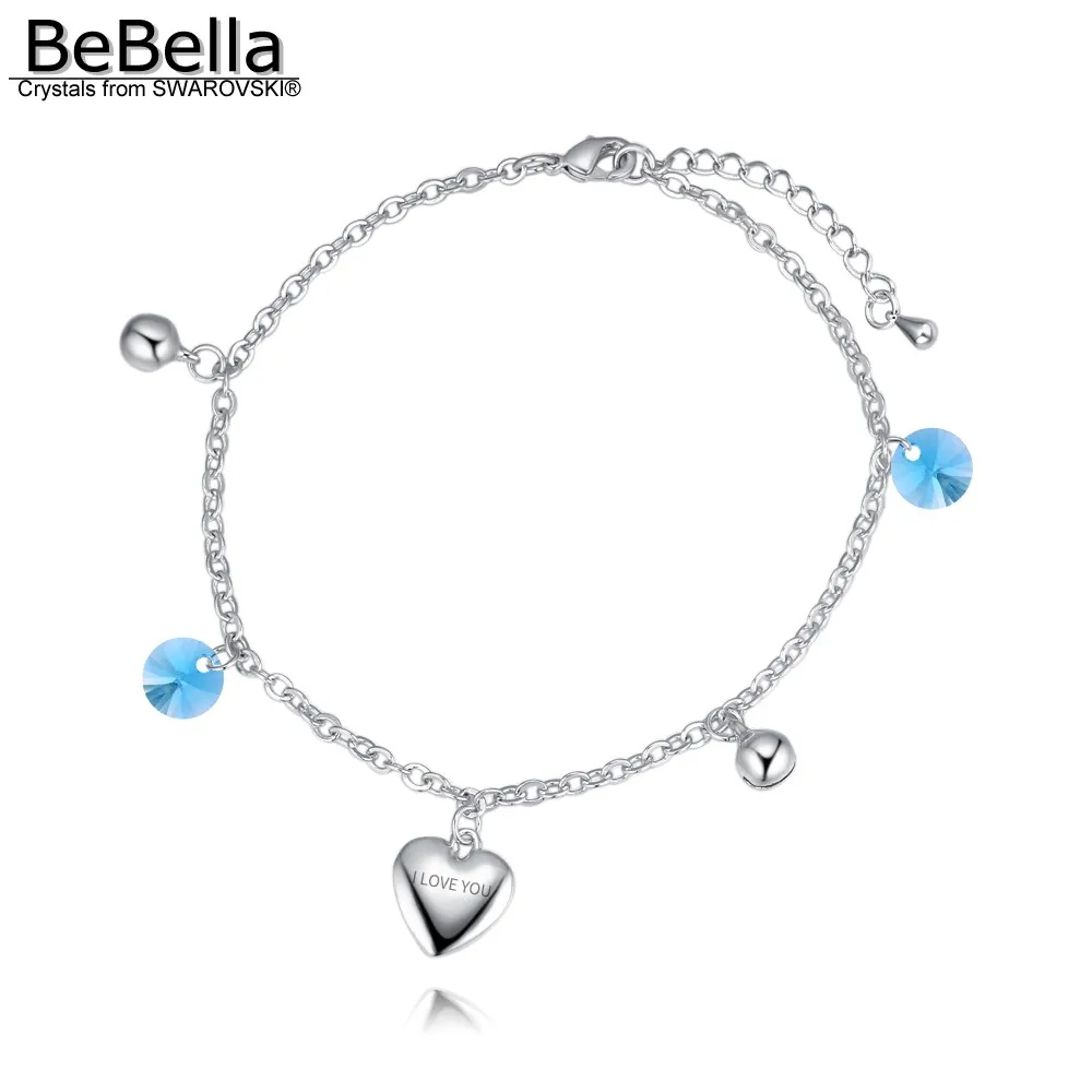BeBella шарма сердца ножной браслет на ногу Сделано с кристаллами от Swarovski для 2018