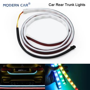 

MODERN CAR Rear Trunk Lights 120/150CM Multicolor RGB Tail Box Light Dynamic Streamer Brake Turn Signal Warning LED Strip Lamp