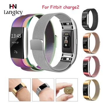 

Milanese Watchband For Fitbit charge2 Watch Straps With Strap Connector Magnetic buckle High Quality Watches Accessories
