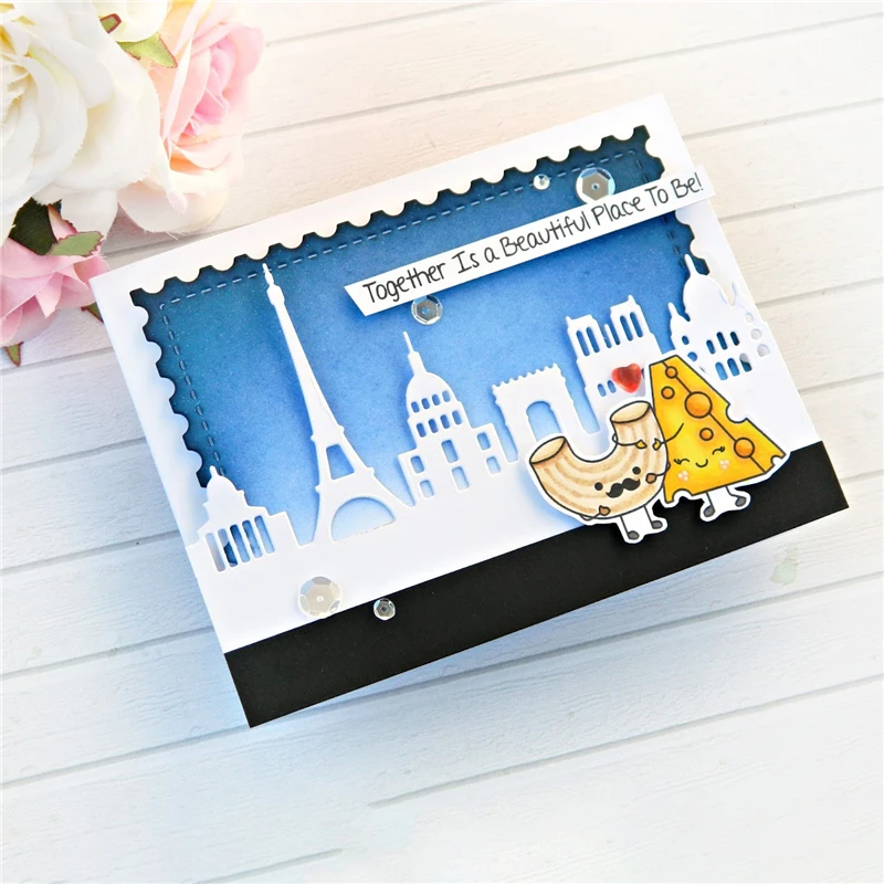 

GJCrafts 1PC Paris Scape Metal Cutting Dies Stencil for DIY Scrapbooking Album 142.5*58.5mm Paper Card Decorative Craft Die Cut