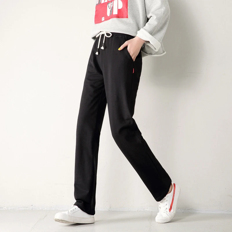 Autumn Ladies Plus Size Casual Straight Pants Women Sport Loose Long Trousers Women Mid Waist Women Lace Up Fashion Pants Pants