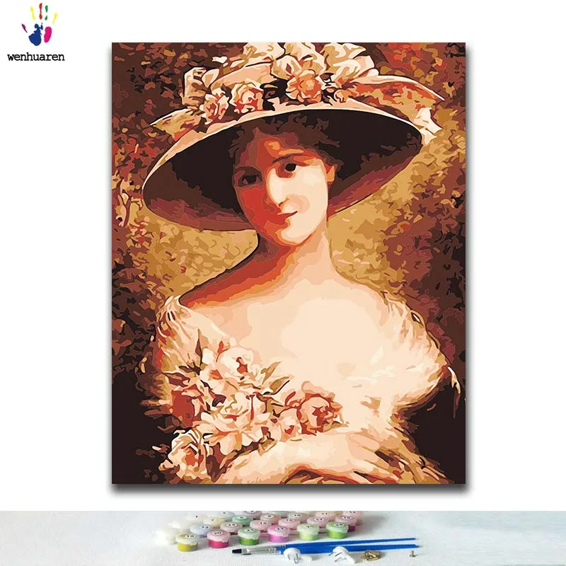 

DIY Coloring paint by numbers Famous painting paintings by numbers with kits 40x50 framed