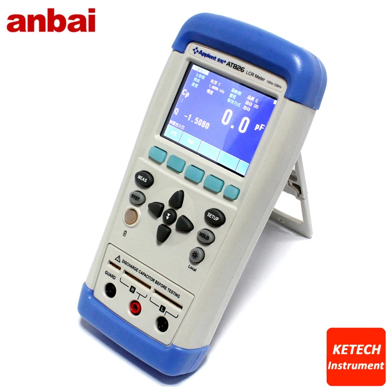 

AT825 Digital Portable Handheld Hi-Accuracy LCR Meter 10KHz L C R Q D Z Theta ESR Tester TFT LCD Touch Screen USB AC100-240V