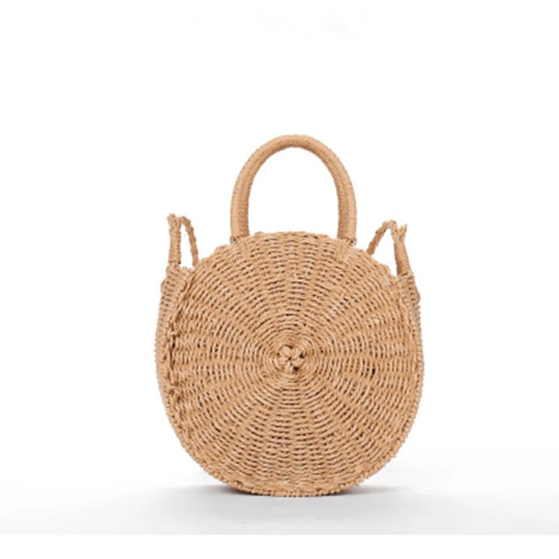 Women Woven Round Rattan Straw Bag Bali Bohemian Beach Circle Bag Circular Handbag Summer