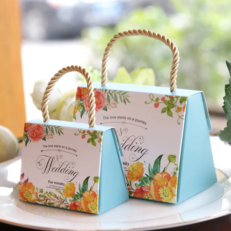 Свадебные бумажные подарочные коробки, свадебные подарки для гостей, вечерние подарочные пакеты для конфет, бумажные подарочные коробки для шоколада, украшения для мероприятий - Цвет: blue