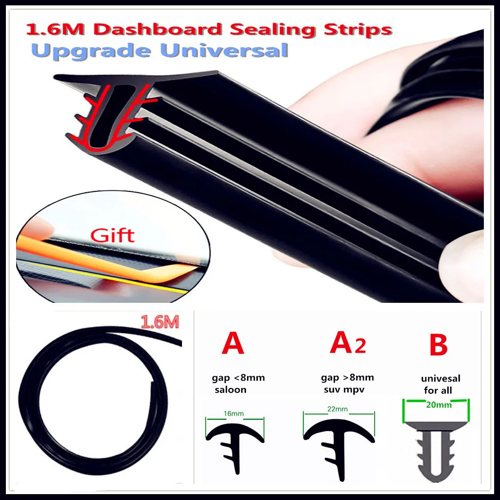

Car Rubber 1.6m Soundproof Sealing Strips Dashboard Windshield for Kia eco Pro-cee-d KOUP cee-d Rondo Kue Kee KV7 POP VG
