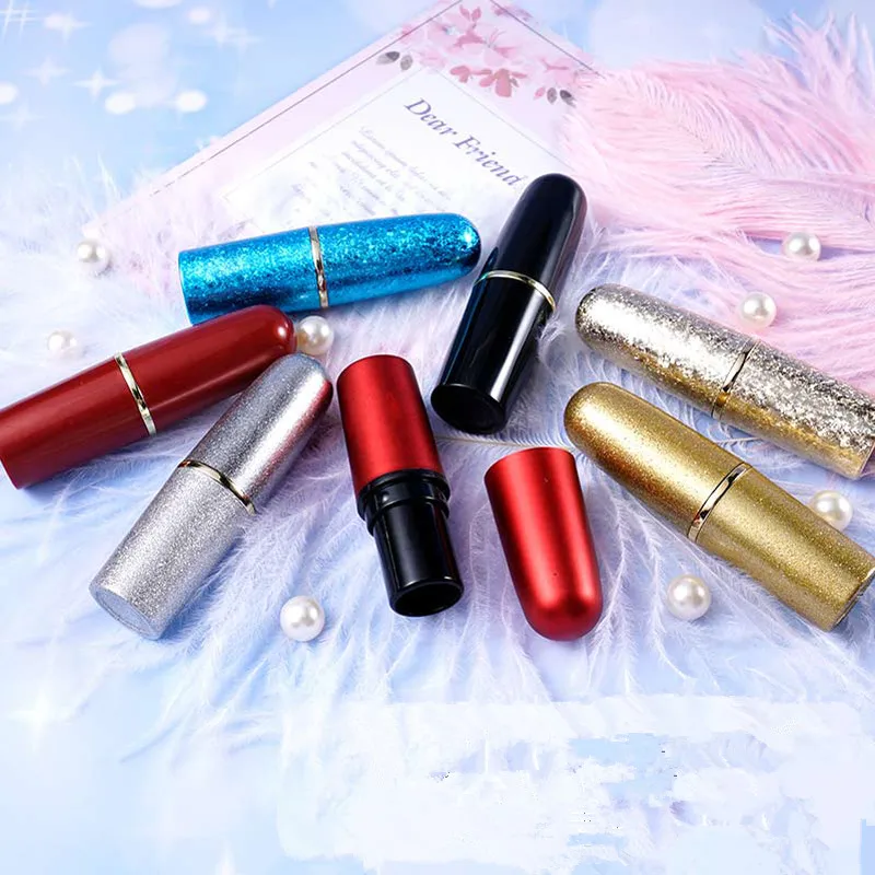 12.1mm Empty Bullet Lipstick Tubes Matte Shiny Glitter Red Silver Gold Sexy Makeup Lipstick Lip