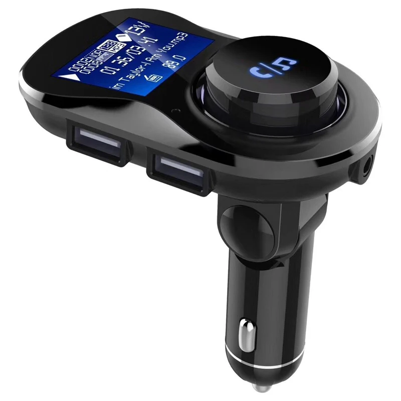 YASOKRO Bluetooth Handsfree автомобильный комплект fm-передатчик беспроводной MP3 автомобильный аудио плеер двойной USB порт зарядное устройство Поддержка TF карты и U диск - Название цвета: Черный
