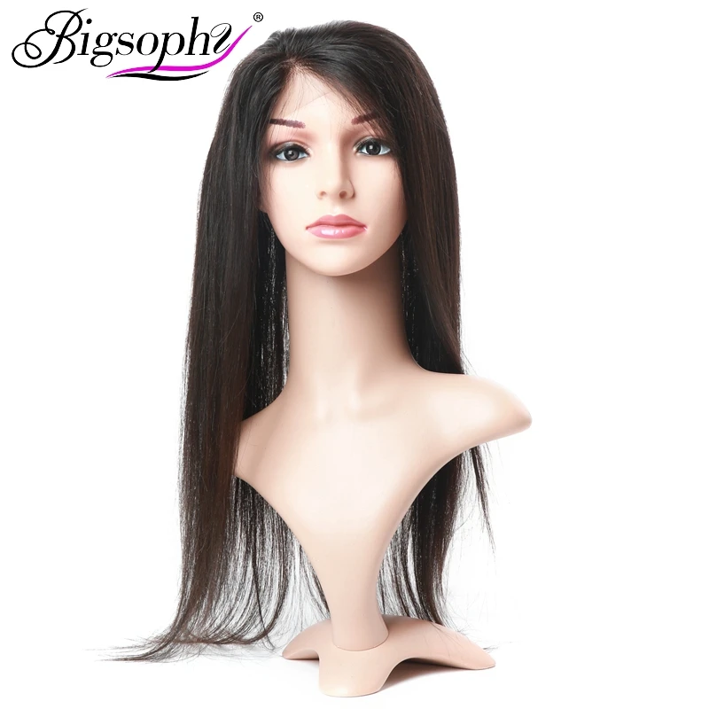 

Bigsophy Mongolian 360 Lace Frontal Straight Human Hair Closure With Baby Hair 100% Human Remy Hair Extensions Natural Color