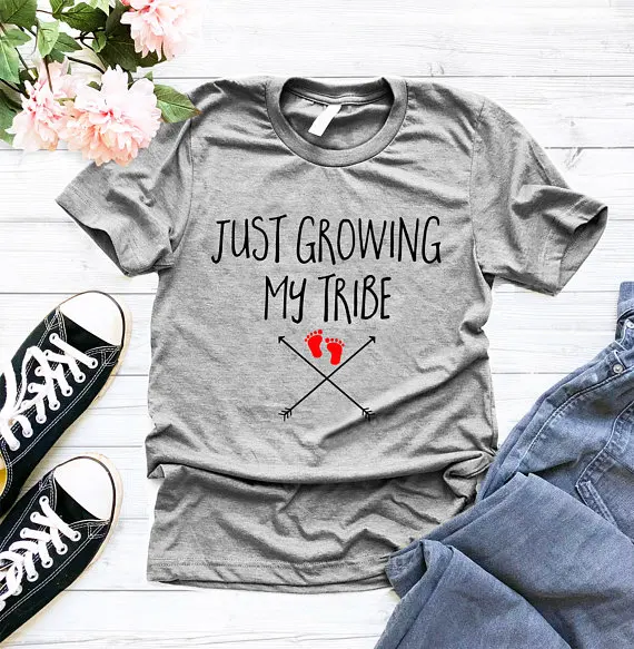 Футболка с надписью Just Grow My Tribe Love Funny Mom Shirt Preggers материнская рубашка Baby Sh | Женская