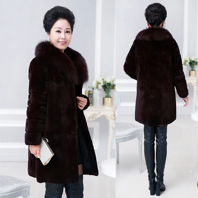 ##BUY Real fox fur collar thickening natural rex rabbit fur coats outerwear women real fur jackets 2018 autumn winter