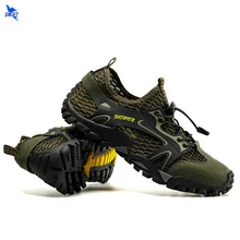 Летние мужские кроссовки для бега по тепу; прогулочная водонепроницаемая обувь; пляжные шлепанцы; дышащая сетчатая уличная спортивная обувь для рыбалки