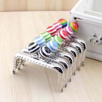 

10PCS/LOT 8.5cm stripe lollipop bead Metal Purse Frame Square bright and clean Silver lace Coin Purse Frames,Freeshipping