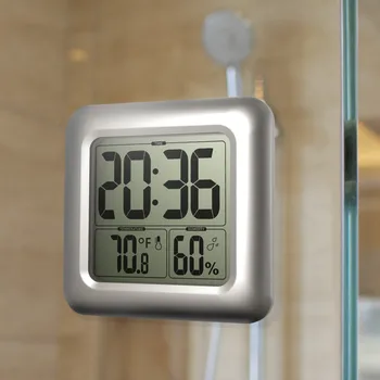 

Bathroom Mirror Clock Digital Large LCD Display Watch with Humidy Thermometer Splash Proof with 4 strong Suction Cup Drill free
