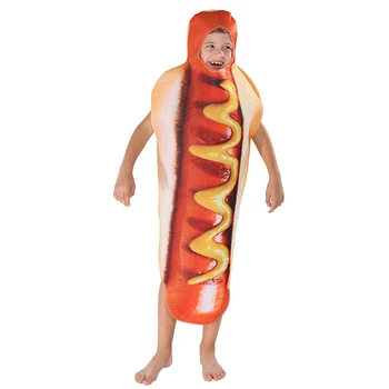 

Funny 3D Print Sausage Cosplay Hot Dog Costumes Child Cartoon Halloween costume for Kids Food Carnival boy Fancy Dress Rated 4.7