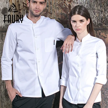 

S-3XL Restaurant Hotel Chef Cuisine Cooking Wear White Coat Jacket Summer Short and Long Sleeve T-shirt Uniforms Working Garment