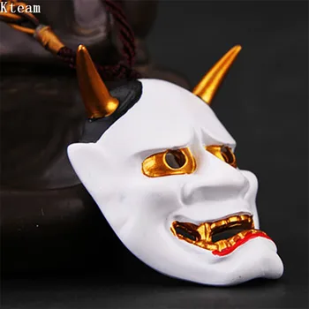 

Hot New Fashion Solid Resin Evil Oni Noh Hannya Mask Pendant Keychain Wallet Connector Noh movie Necklace&Pendant