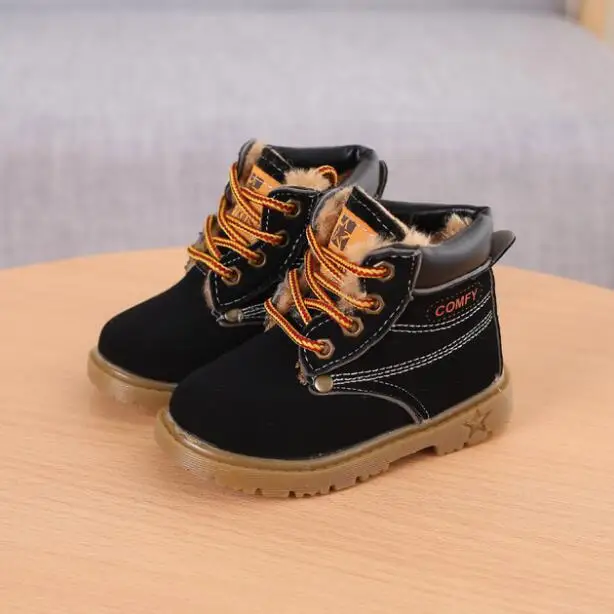 Демисезонный детские полуботинки зимние ботинки для девушки мальчиков плюшевые зимние мотоботы на шнуровке ботинки Rome обувь для детей