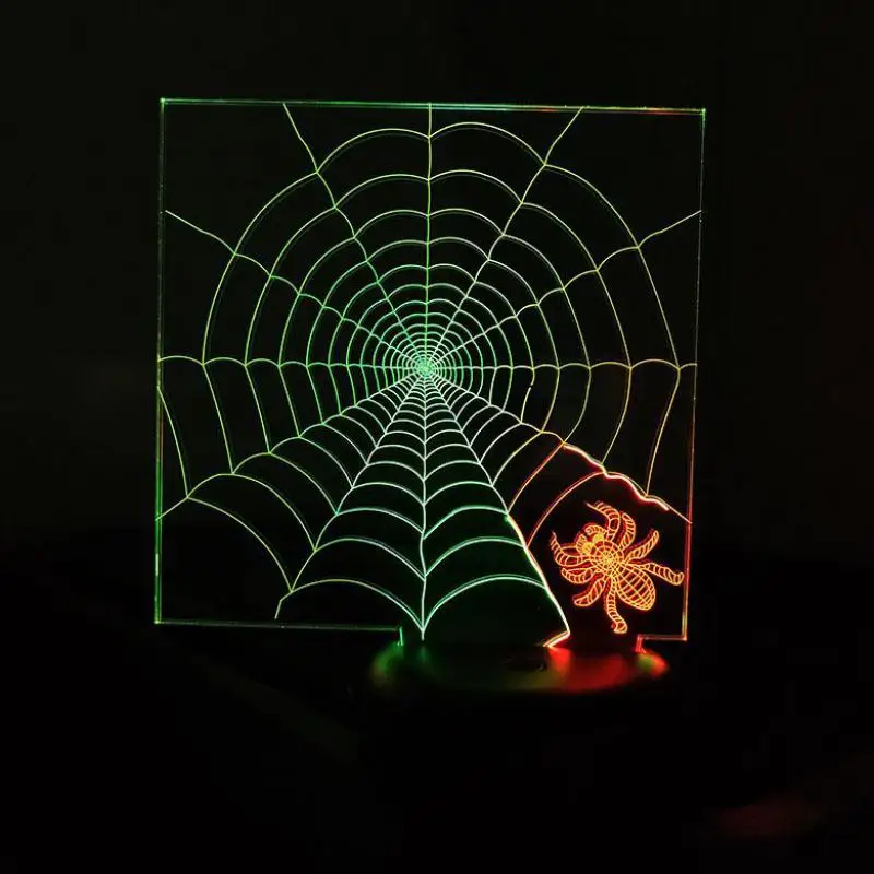 

Spider Web 3d Visual Night Light Creative Lovely 7 color change 3D Lamp Led Stereo Lamp Gift Novelty 3d Light Fixtures