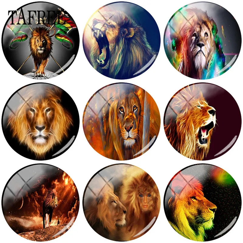 

TAFREE Wild Animal Lions Clip Art Picture 25mm DIY Glass Cabochon Dome Charms For Keychain Necklaces Jewelry Accessories