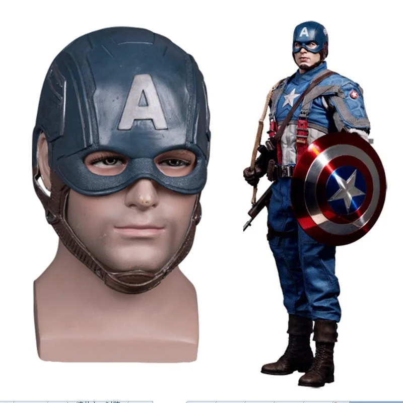 

Captain America headgear Kigurumi Halloween Cosplay Masks Helmet Masquerade Props Latex Party Mask