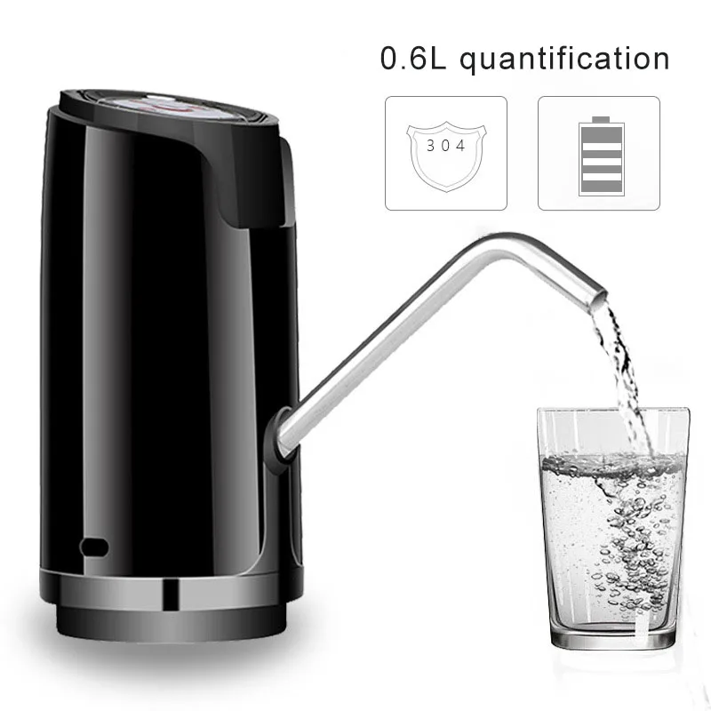 Беспроводной Электрический водяной насос для бутилированной воды перезаряжаемый мини-диспенсер для питьевой воды для бутылок Автоматическая - Цвет: black-quantitative