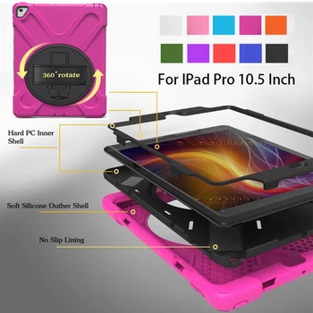 

New 2017 Shockproof Kids Protector Case For iPad Pro 10.5 Heavy Duty Silicone Hard Cover kickstand design Hand bracel