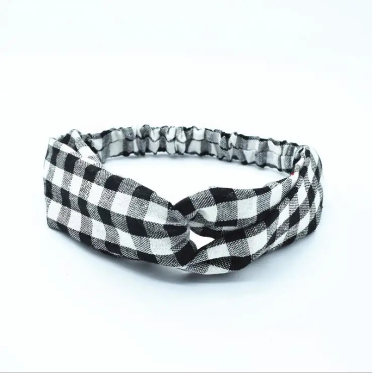 Plaid Hair Accessories For Women Girls Plaid Hairband Turban Headbands Hair Scarf Hair Band Elastic Head Band Vintage