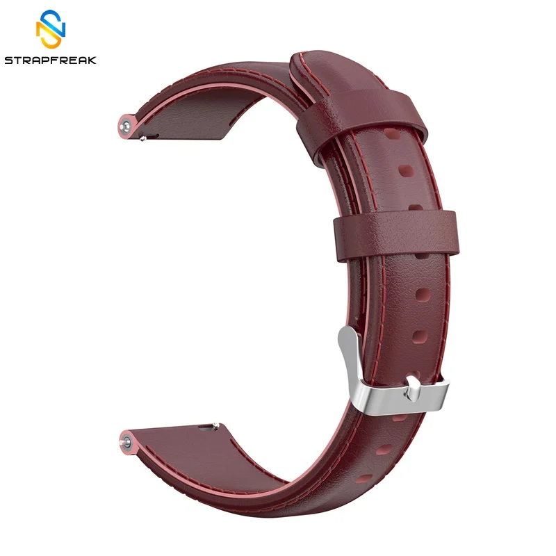 dark red 20 мм 22 мм ремешок из натуральной кожи для samsung gear Sport S2 S3 Classic Frontier Galaxy Watch 42 мм 46 мм быстросъемный ремешок для часов - Цвет ремешка: dark red