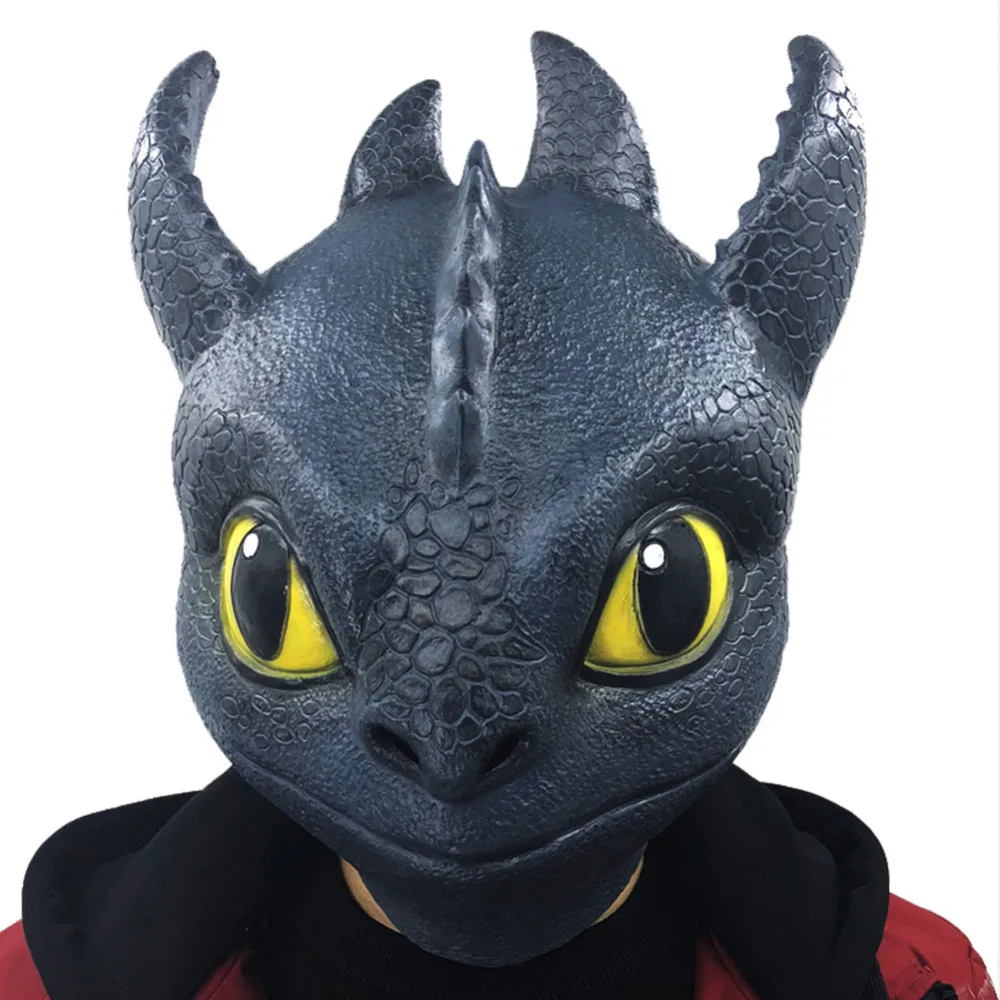 

New Mask Latex Movie How To Train Your Dragon The Hidden World Toothless Mask Animal Full Face Helmet Halloween Cosplay Props