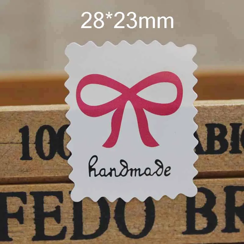 100pcs heart self adhesive labels Vintage kraft handmade with love labels paper self seal thank you labels 3cm size