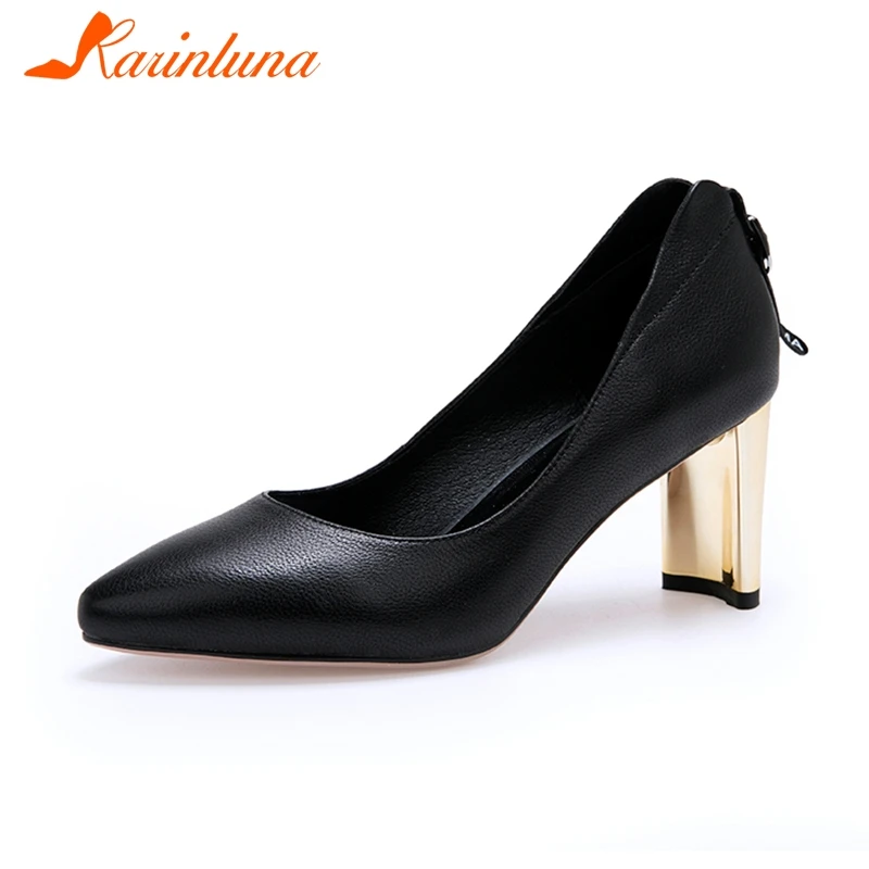 

KARINLUNA 2019 genuine cow leather hot sale elegant pumps woman shoes strange style summer shoes women pumps female