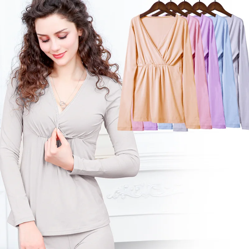 Pregnant women breastfeeding Qiuyi bottoming shirt next to the skin stretch thin section postpartum nursing clothes to keep warm Pregnant women breastfeeding Qiuyi bottoming shirt next to the skin stretch thin section postpartum nursing clothes to keep warm