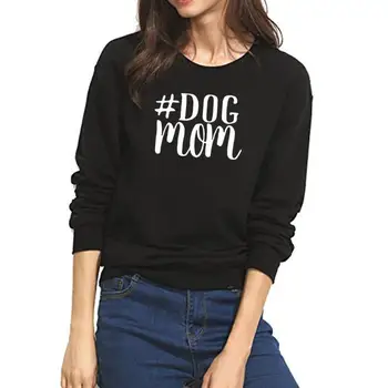

2018 New Fashion DOG Mom Print Sweatshirt Femmes Hoodies Sweatshirts Tops Print Pockets Pattern Buckle Comfortable