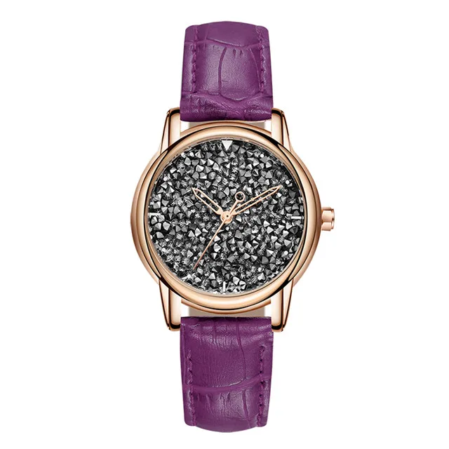 SANDA брендовые модные женские часы роскошные часы женские кожаные женские кварцевые часы женские часы relogio feminino - Цвет: purple