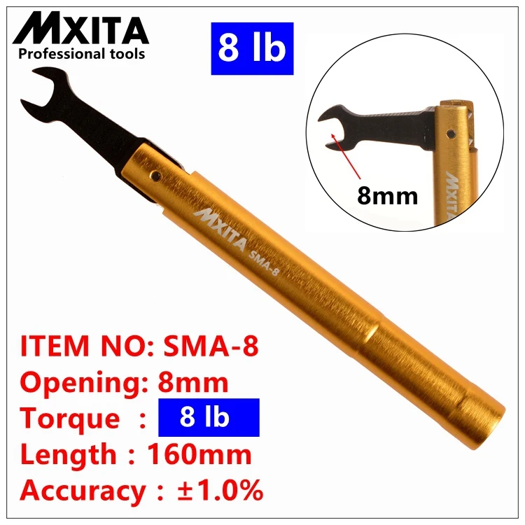 Mxita SMA динамометрический ключ RF разъем открытия 8 мм электроммуницирования коаксиальный адаптер конвертер прямой позолоченный гаечный ключ - Цвет: 8 LB