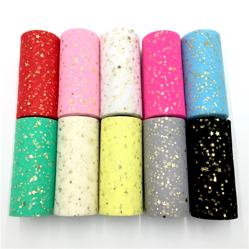 6"x 25yd Sequin Tulle Roll Spool Glitter Organza Fabric DIY Tutu Skirt Supplies 
