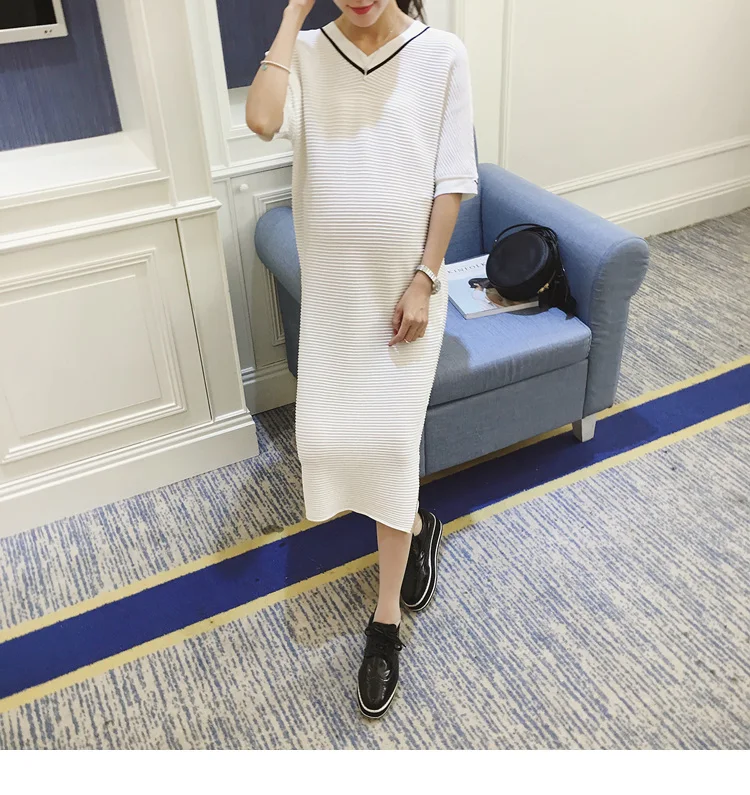 2018 Summer Short sleeve Side Splits White Maternity Dress Elegant Maternity Clothes for Pregnant Women Black Pregnancy Clothing (29)