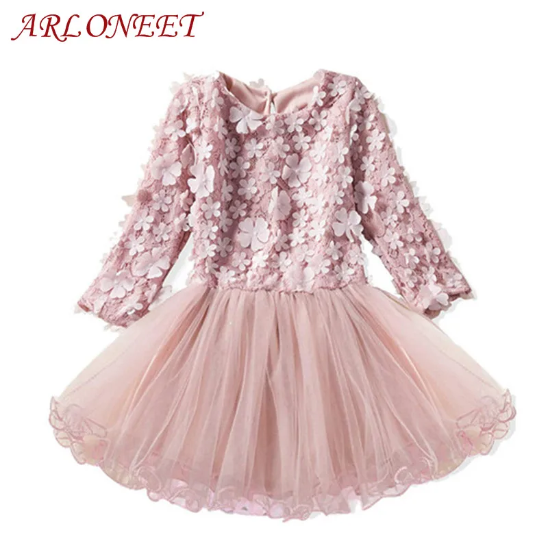 ARLONEET/детское розовое кружевное платье принцессы с цветочным рисунком для девочек; нарядное платье для свадебного торжества; одежда для детей 2-6 лет; 40