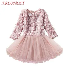 ARLONEET/детское розовое кружевное платье принцессы с цветочным рисунком для девочек; нарядное платье для свадебного торжества; одежда для детей 2-6 лет; 40