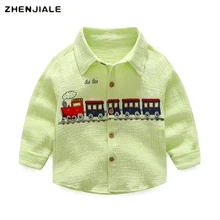 

Blouse Shirts Spring Cotton clothes for boys Cartoon Train Turn-down Collar clothing Children's long sleeve gentleman blouses