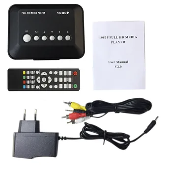 

HD 1080P USB Hard Drive Upscaling Multi Media Player MKV AVI RMVB New EU/UK Plug Support SD Memory Card/U Disk AV Cable #40NT14