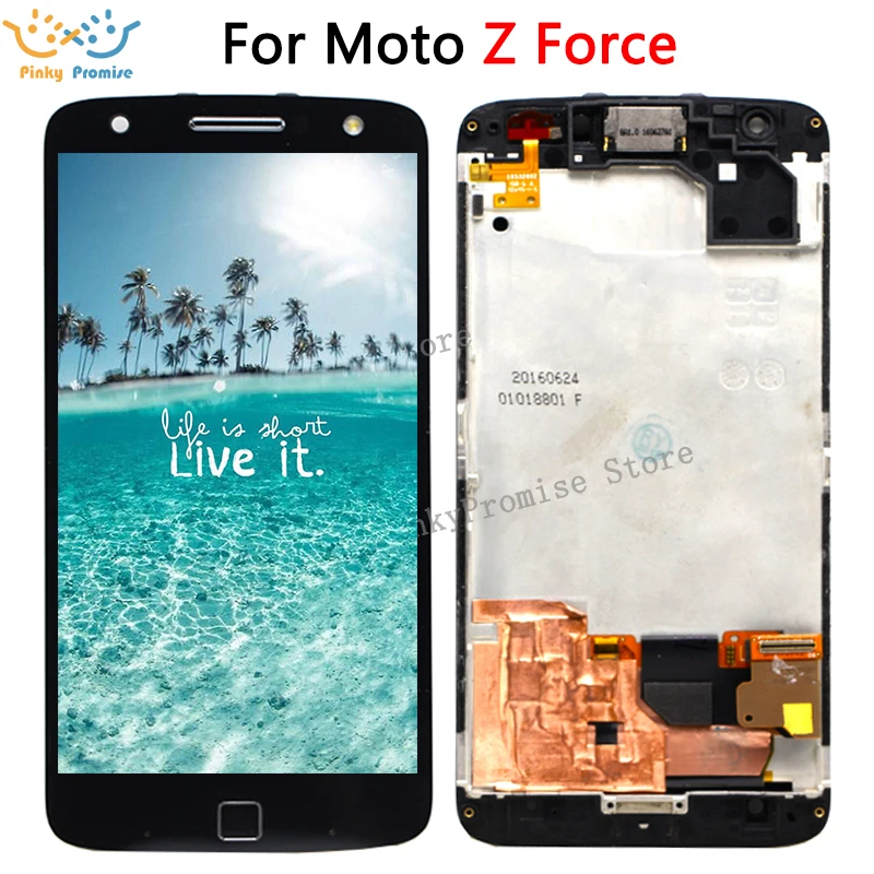 Для Motorola Moto Z Force Droid XT1650 ЖК дисплей сенсорный экран дигитайзер Рамка Замена для
