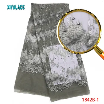 

Grey African Lace Fabric 2018 French Laces Fabrics High Quality Tulle French Party Nigerian African Lace Matrial PGC1842B-1