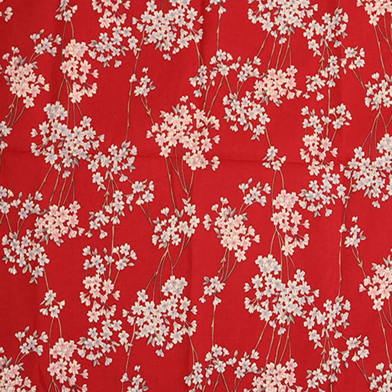50x135cm Traditional Black Red Sakura Oriental Cherry Cherry Blossom Printed Cotton Fabric For Diy Sewing Cloth Dress Bag Part Fabric Aliexpress