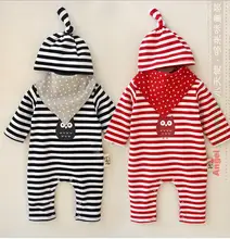 New Spring Autumn Infant Baby Girls Striped Cartoon Rompers Kids Boys and Girls Cotton One piece 2016 Babies Romper