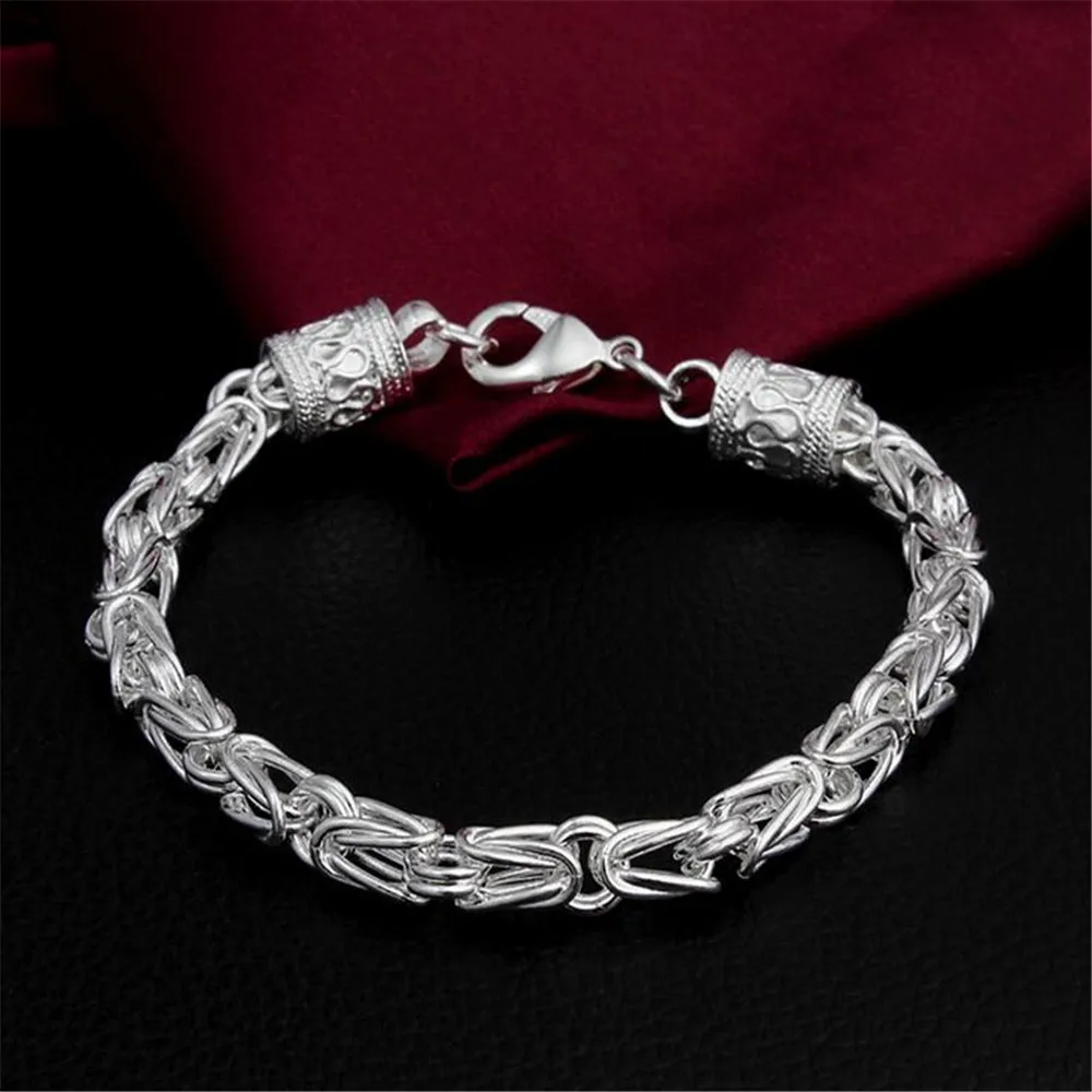 925 Sterling Silver Link Chain Bracelet Cute Girls Charm Cubic Zirconia Micro Pave CZ Crystal