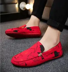 2018 сезон: весна–лето дышащие Мокасины Для мужчин Лоферы мужские туфли на плоской подошве для ходьбы Драйвер Красный Мужская обувь 39-44