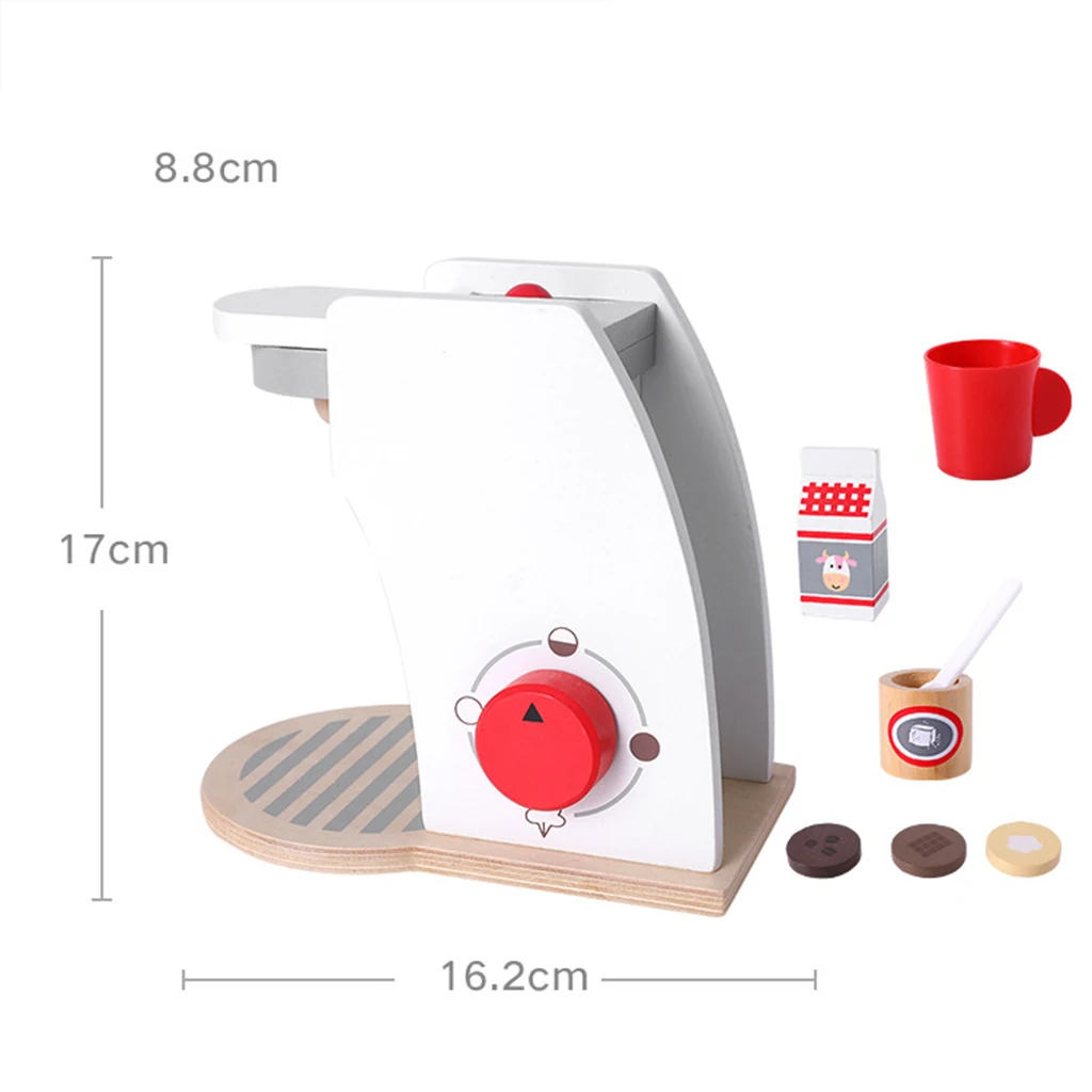 Funny Wooden Kitchen Toy Set Pretend Play DIY Delicious Cup Milk Drinks Educational Cooking Game - Coffee Machine Appliances