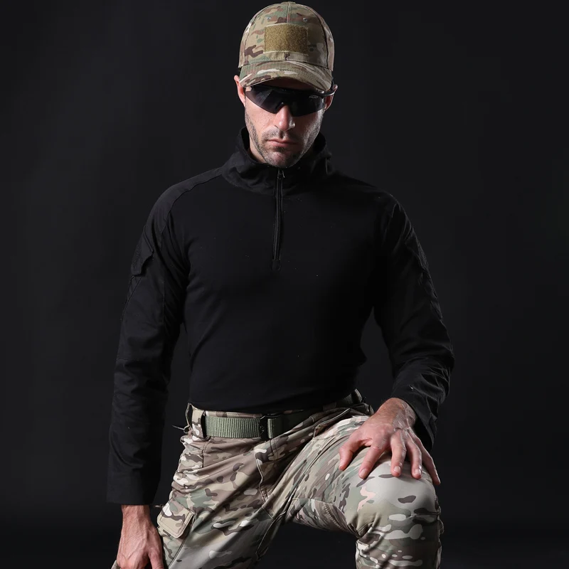 

MEGE US Men's Tactical Camouflage T-shirt Paintball Army Green Cargo Combat Military T Shirt Men's Hunt Long Sleeve T-shirts 4XL